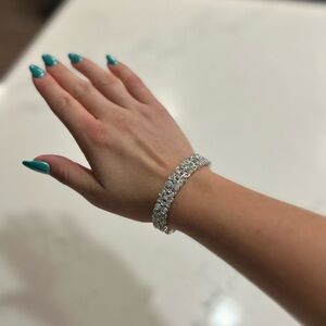 Silver Multicolored Rhinestone Jeweled Bracelet